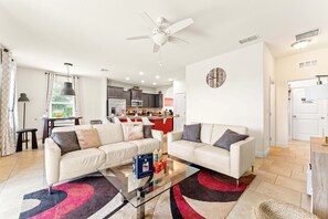 TV, offices - Solterra Bliss | Resort Stay for 13 w/ Pool, Hot Tub, & Game Room (Davenport)