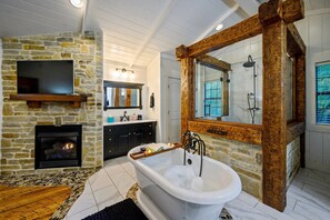 Eco-friendly toiletries, hair dryer, towels, soap