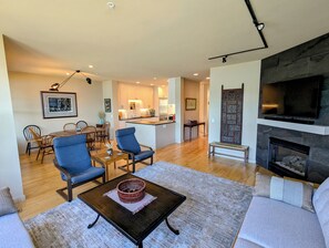 Smart TV, fireplace, printers