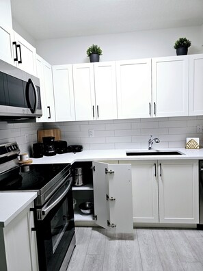 Microwave, oven, stovetop, dishwasher