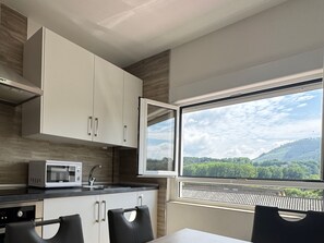 Fridge, oven, cookware/dishes/utensils, dining tables - Picos de Europa Lodging VUT-2458-AS (Arriondas)