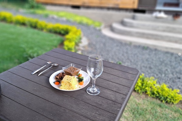 Outdoor banquet area