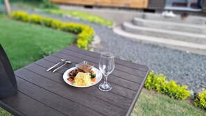 Outdoor banquet area