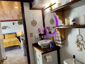 Hair dryer, towels, soap, shampoo - Waikiki Magic; Full Kitchen Studio Condo with WiFi, AC, Mountain & Canal Views (Honolulu)