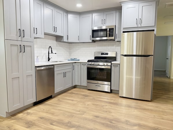Microwave, stovetop, dishwasher