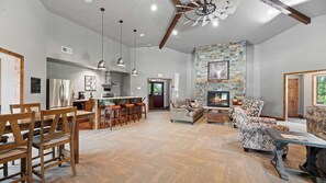 Smart TV, fireplace - Cabin · Hot Tub · Arcade · Trails · Sleeps 16 (Lead)