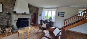 Smart TV y chimenea 