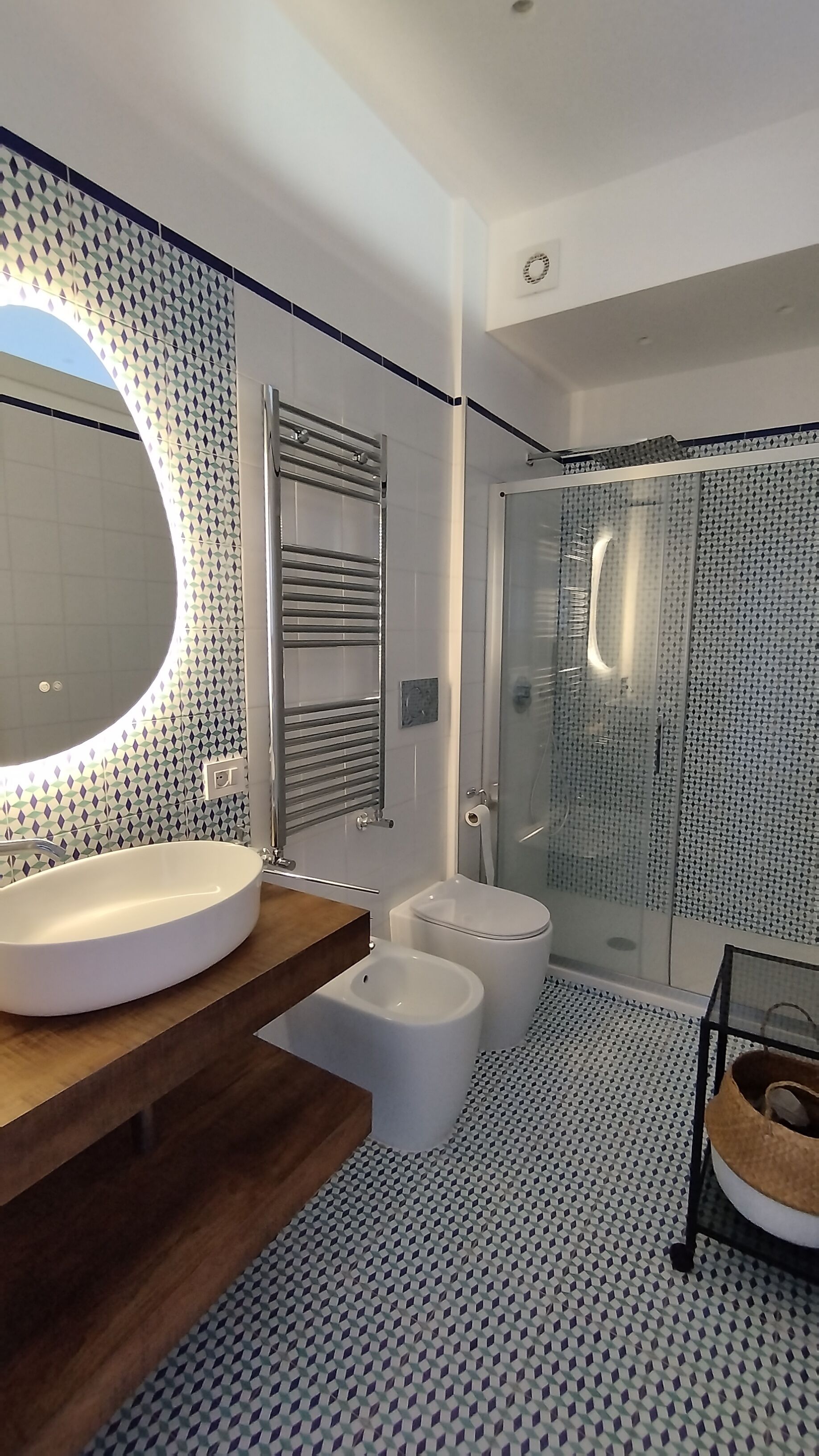 Hair dryer, bidet, towels, soap