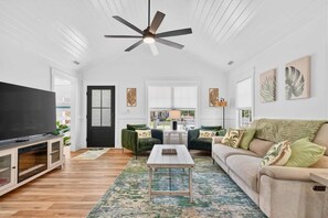 TV, fireplace - New Listing | Lux Beach House, Dog Friendly! (Oak Island)