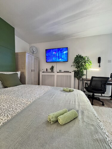 Serene Green Theme Studio Home in the Heart of Finsbury Park
