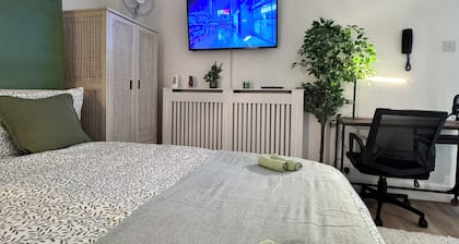Serene Green Theme Studio Home in the Heart of Finsbury Park