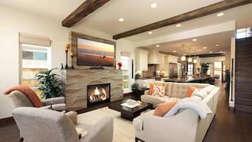 TV, fireplace, offices