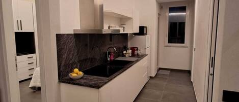 Kühlschrank, Mikrowelle, Herdplatte, Geschirrspüler