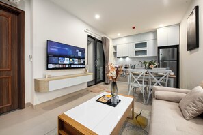 Luxe tweepersoonskamer, keuken | Italiaanse Frette-lakens, luxe beddengoed