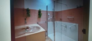 Sèche-cheveux, serviettes fournies, savon, papier toilette