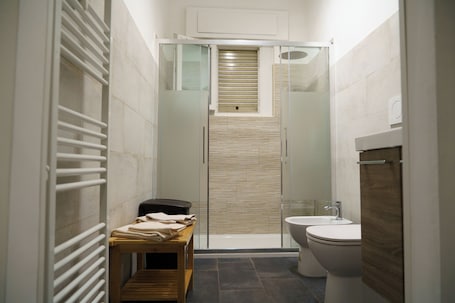 Shower, hair dryer, bidet, towels. Charming, bright, spacious apartment in south Rome. Equipped with every comfort.