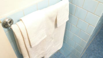 Asciugacapelli, asciugamani, sapone, shampoo