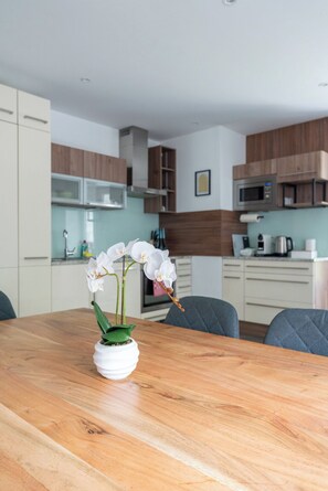 Family Apartment, Multiple Beds, Pets allowed, Garden View | Private kitchen