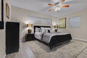 4 bedrooms, iron/ironing board, WiFi, bed sheets