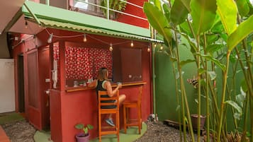 Mini-fridge, microwave, cookware/dishes/utensils