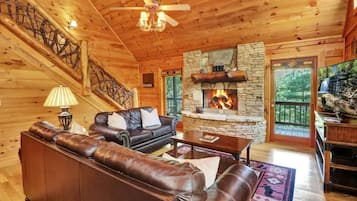 Televisión y chimenea