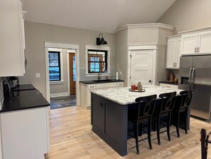 Fridge, microwave, oven, stovetop - Private New 6-BR Nolin Lake Retreat with Fire Pit and Commercial Ice Maker (Clarkson)