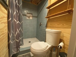 Hair dryer, towels, toilet paper