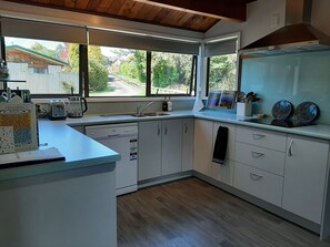 Fridge, microwave, oven, dishwasher