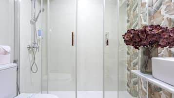 Douche, sèche-cheveux, serviettes fournies