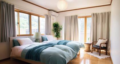 Enjoy the spectacular view, BBQ, trampoline|Private one-story house on the hill (heated floor, barrier-free)