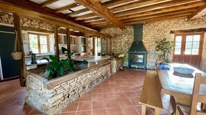Dining - Old house in a quiet natural setting with swimming pool (Saint-Jory-las-Bloux)