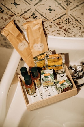 Free toiletries, hair dryer, slippers, towels