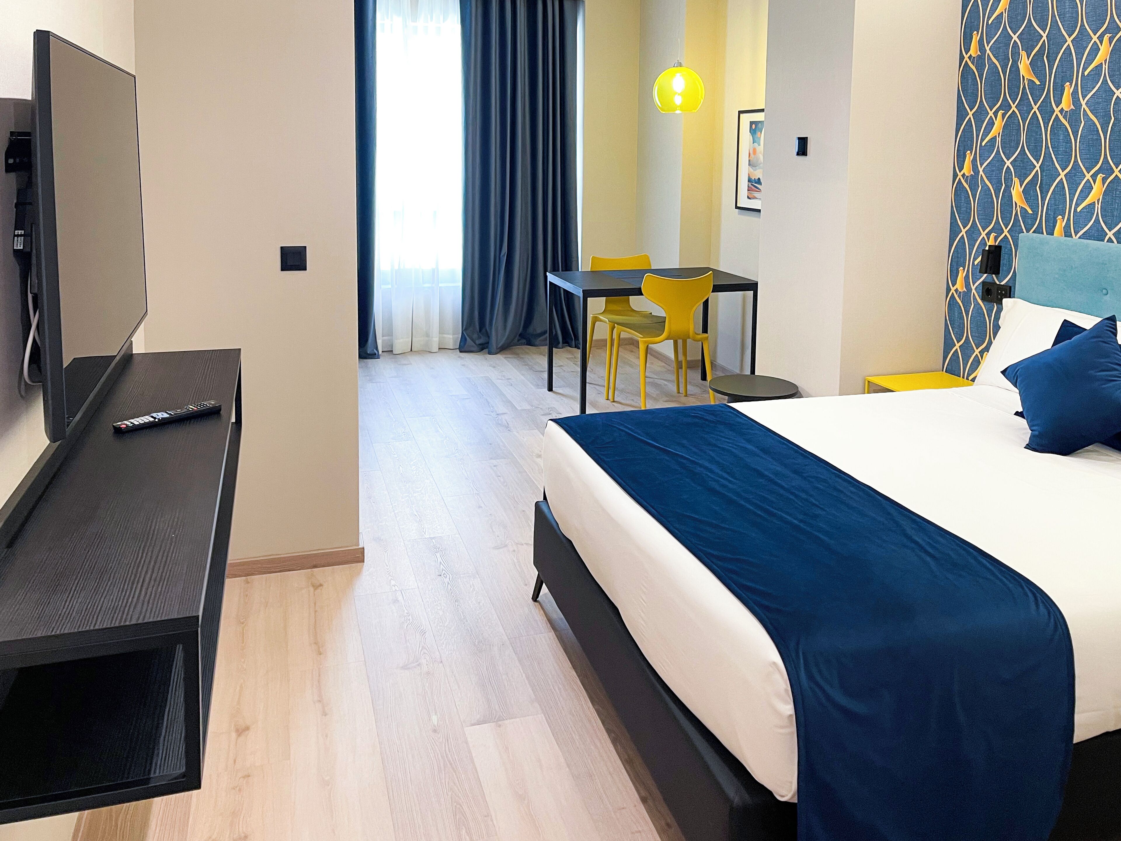 In-room safe, desk, laptop workspace, blackout curtains