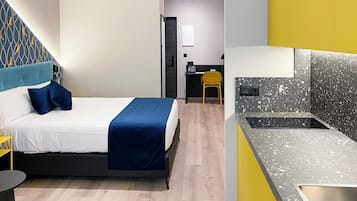 In-room safe, desk, laptop workspace, blackout curtains