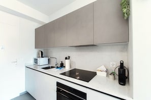 Classic Studio, Balcony | Private kitchen | Espresso maker, coffee/tea maker, electric kettle, toaster