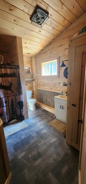 Dusche, Haartrockner, Handtücher, Toilettenpapier