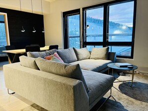 Una televisión, libros, un reproductor estéreo