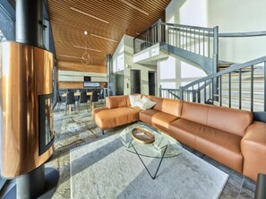 TV, fireplace, video games, stereo