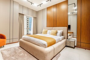 Appartement luxueux, 2 chambres, non-fumeur, vue sur la mer | Draps en coton égyptien, literie de qualité