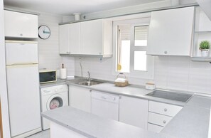 Fridge, microwave, dishwasher, coffee/tea maker