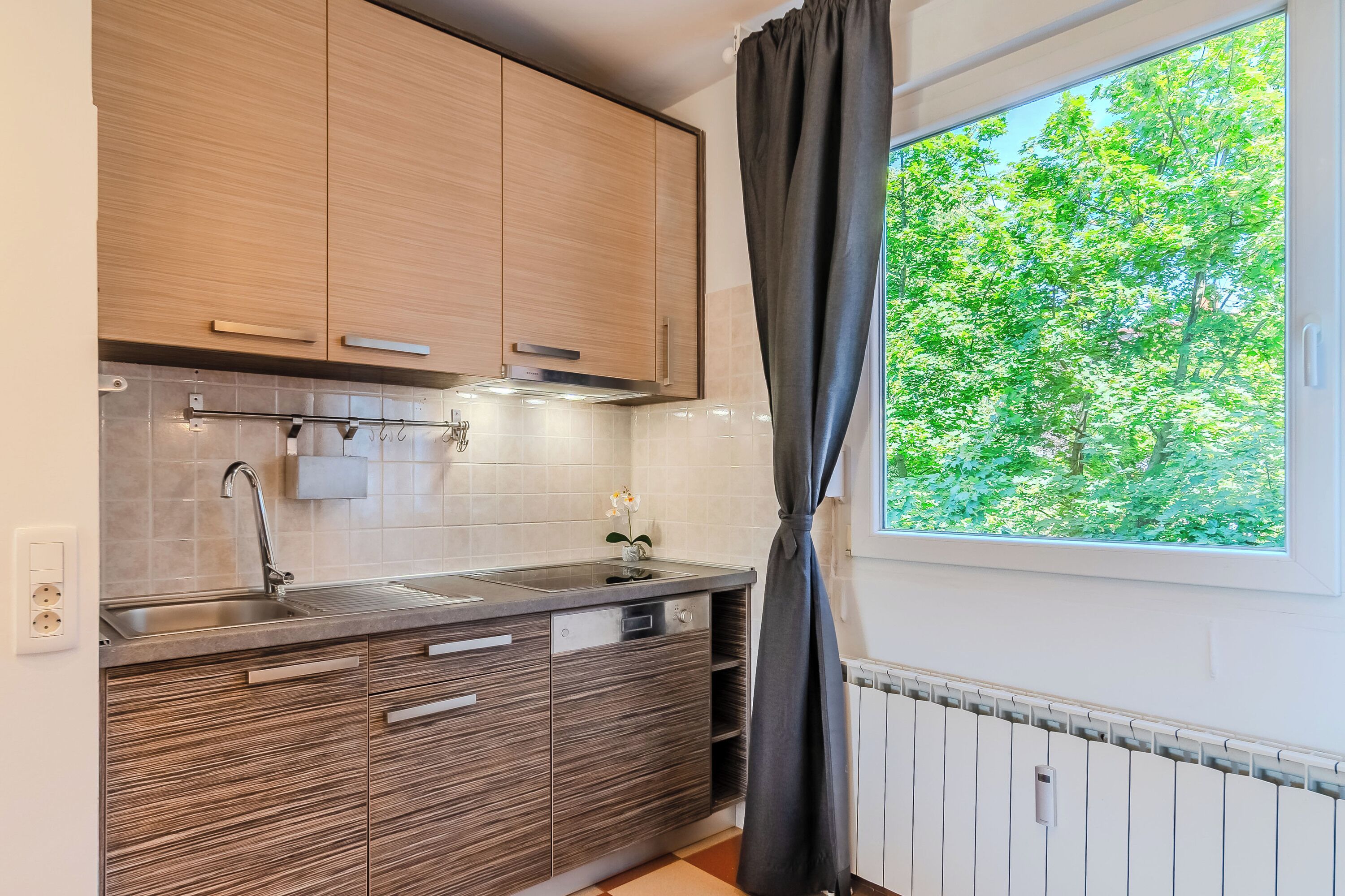 Fridge, oven, stovetop, electric kettle