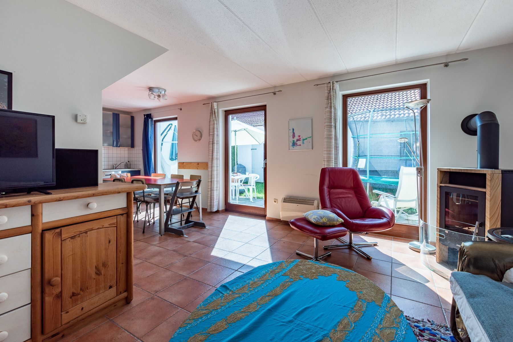 TV, fireplace, DVD player, foosball