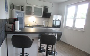 Fridge, microwave, dishwasher, toaster