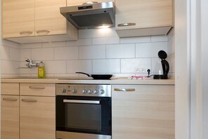 Fridge, oven, stovetop, electric kettle