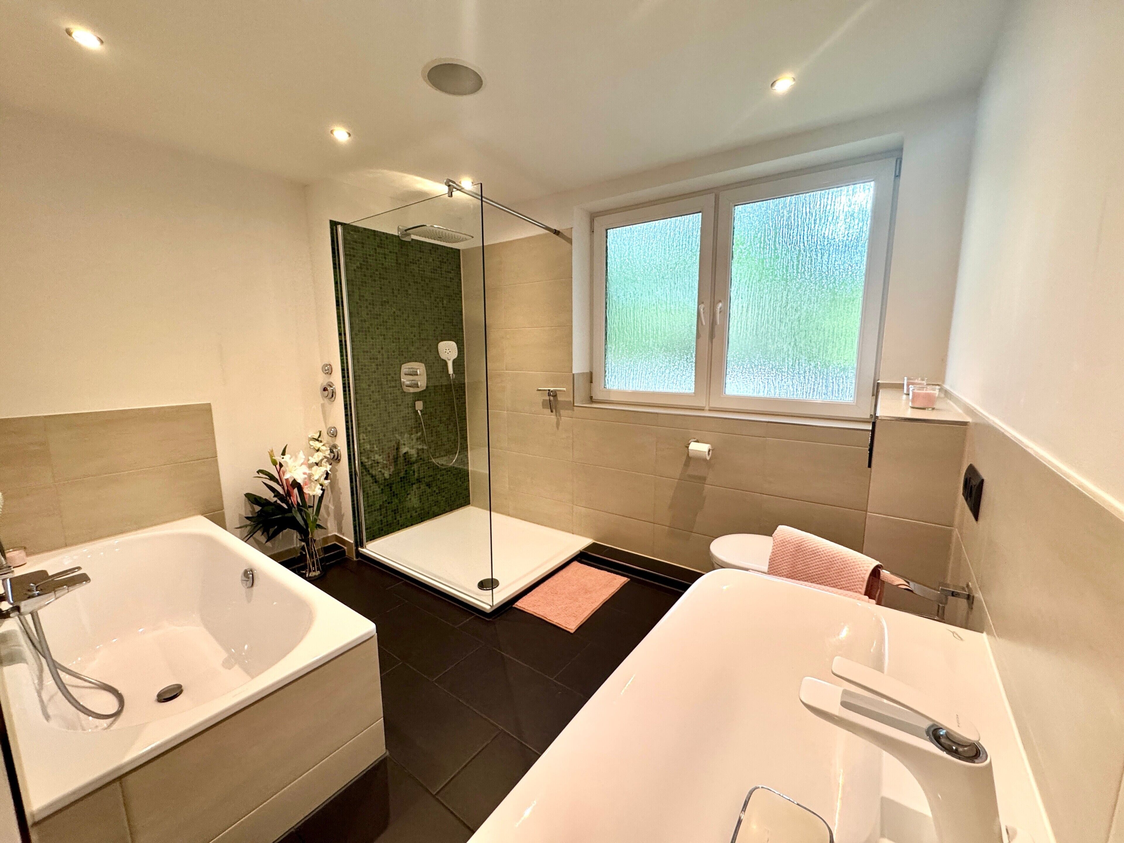 Dusche, Haartrockner, Handtücher