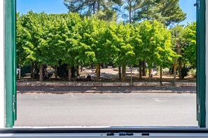 A view of a street lined with trees and benches. - L' Ali Apartment Near Noci old Town (Noci)