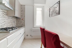 Fridge, microwave, dishwasher, toaster