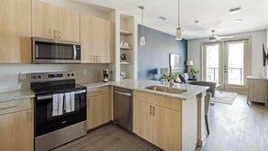 Fridge, microwave, oven, stovetop - Landing | Incredible 2BD, Yoga Studio, Gym (Anna)