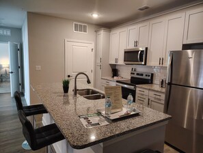 Fridge, dining tables