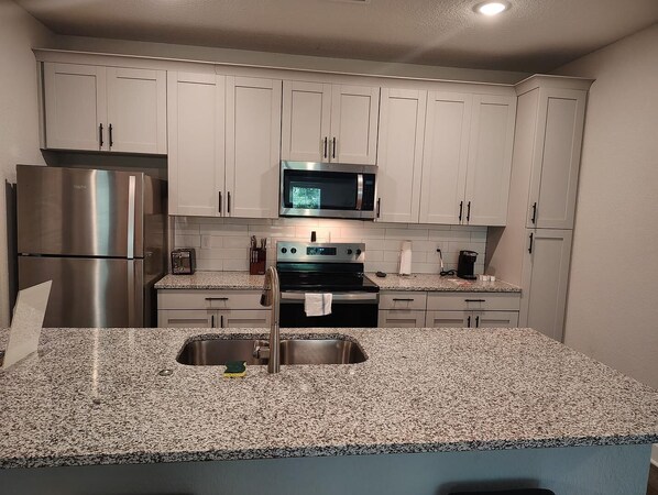 Fridge, dining tables